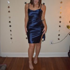 Navy silk dress, worn once! Comfortable and cute.